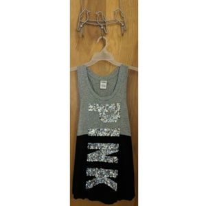 PINK Victoria's Secret Gray/Black Tank Top Sequin